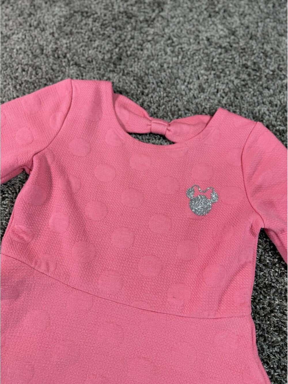 Disney Minnie Mouse Girls Fit & Flare Dress Pink Polka Dot SIZE 6